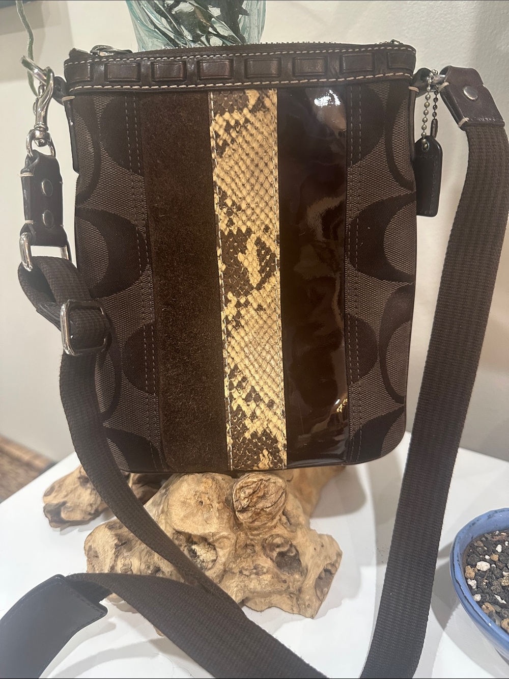 Coach Y2K Signature C Crossbody with Suede, Snakeskin and Patent